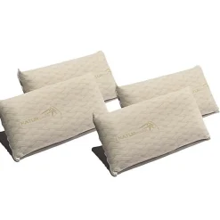 Eccox Pack 4 Oreillers Visco Natur Care 150 x 40 cm Medium Firm - Noyau Viscoélastique - Housse amovible - Couleur Beige.