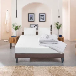 Bellecour Pack Absolu 160x200 cm Matelas Mousse + Sommier Bois + Accessoires Discount