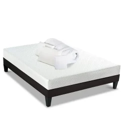 Bellecour Pack Absolu 160x200 cm Matelas Mousse + Sommier Bois + Accessoires Discount