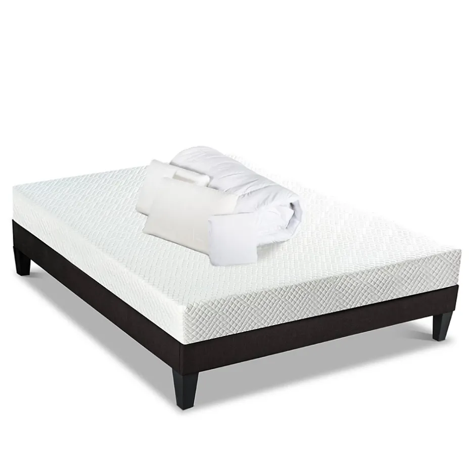 Bellecour Pack Absolu 160x200 cm Matelas Mousse + Sommier Bois + Accessoires Discount