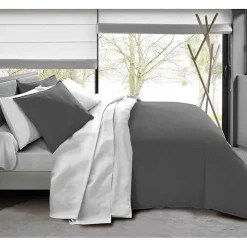 Univers Décor Pack complet 6 pièces Anthracite/Blanc réversible housse de couette pour lit 180 x 200 cm "King size"