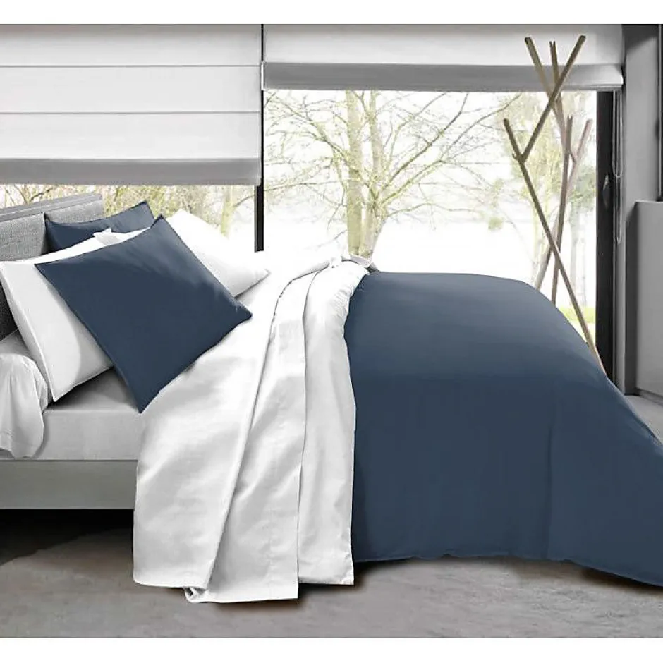 Univers Décor Pack complet 6 pièces Marine/Blanc réversible housse de couette pour lit 140 x 190 cm