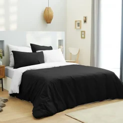 Univers Décor Pack complet 6 pièces Noir/Blanc réversible housse de couette pour lit 160 x 200 cm