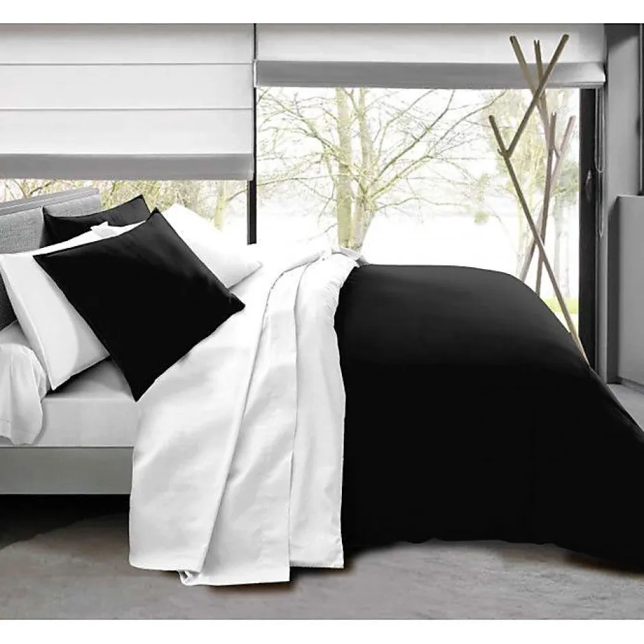 Univers Décor Pack complet 6 pièces Noir/Blanc réversible housse de couette pour lit 160 x 200 cm