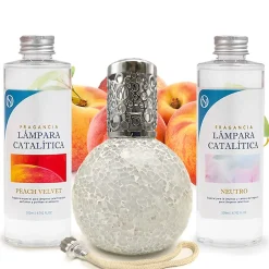 Mamamanuela Pack économique Lampe Catalytique Mosaïque Blanc + Parfum Peach Velvet (200 ml) + Nettoyant Neutre (200 ml) + Mèche de Rechange Sale