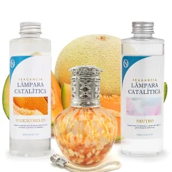 Mamamanuela Pack économique Lampe Catalytique Drops Orange + Parfum Waikiki Melon (500 ml) + Nettoyant Neutre (200 ml) + Mèche de Rechange