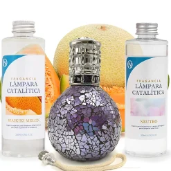 Mamamanuela Pack économique Lampe Catalytique Mosaïque de minuit + Parfum Waikiki Melon (500 ml) + Nettoyant Neutre (200 ml) + Mèche Rechange