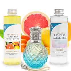 Mamamanuela Pack économique Lampe Catalytique Blue Diamonds + Parfum Winter Citrus (200 ml) + Nettoyant Neutre (200 ml) + Mèche de Rechange