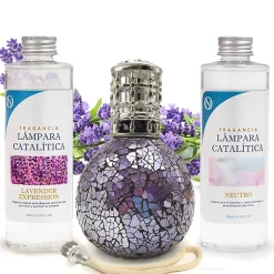 Mamamanuela Pack économique Lampe Catalytique Mosaïque de minuit + Lavender Expression (500 ml) + Nettoyant Neutre (200 ml) + Mèche Rechange Clearance