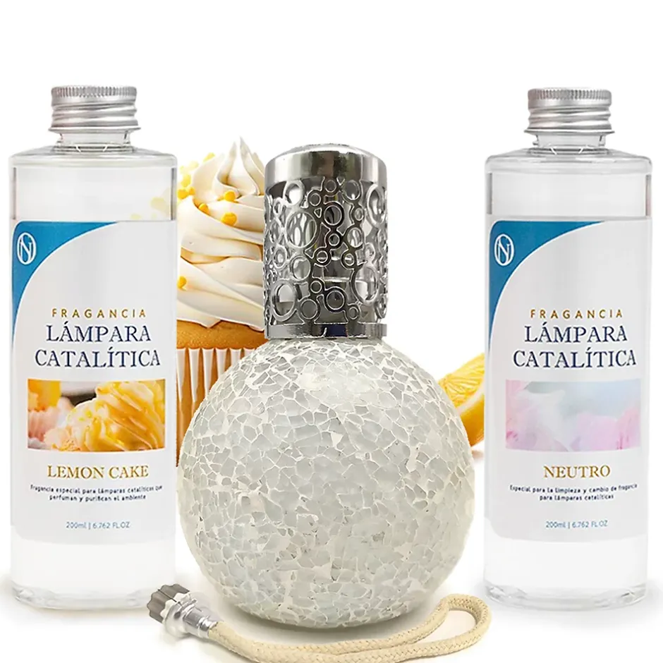 Mamamanuela Pack économique Lampe Catalytique Mosaïque Blanc + Parfum Lemon Cake (500 ml) + Nettoyant Neutre (200 ml) + Mèche de Rechange Outlet