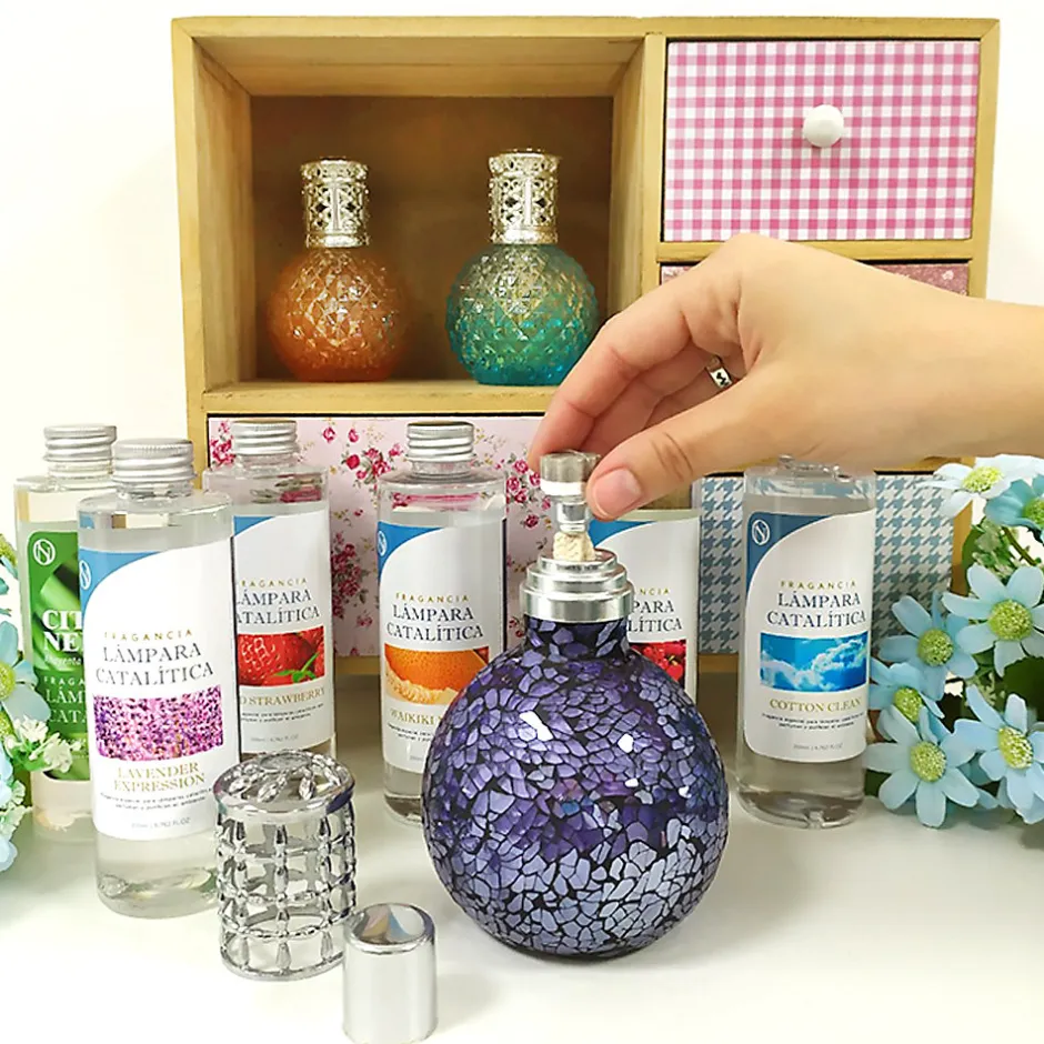 Mamamanuela Pack économique Lampe Catalytique Orange Diamonds + Parfum Summer Fruits (200 ml) + Nettoyant Neutre (200 ml) + Mèche de Rechange