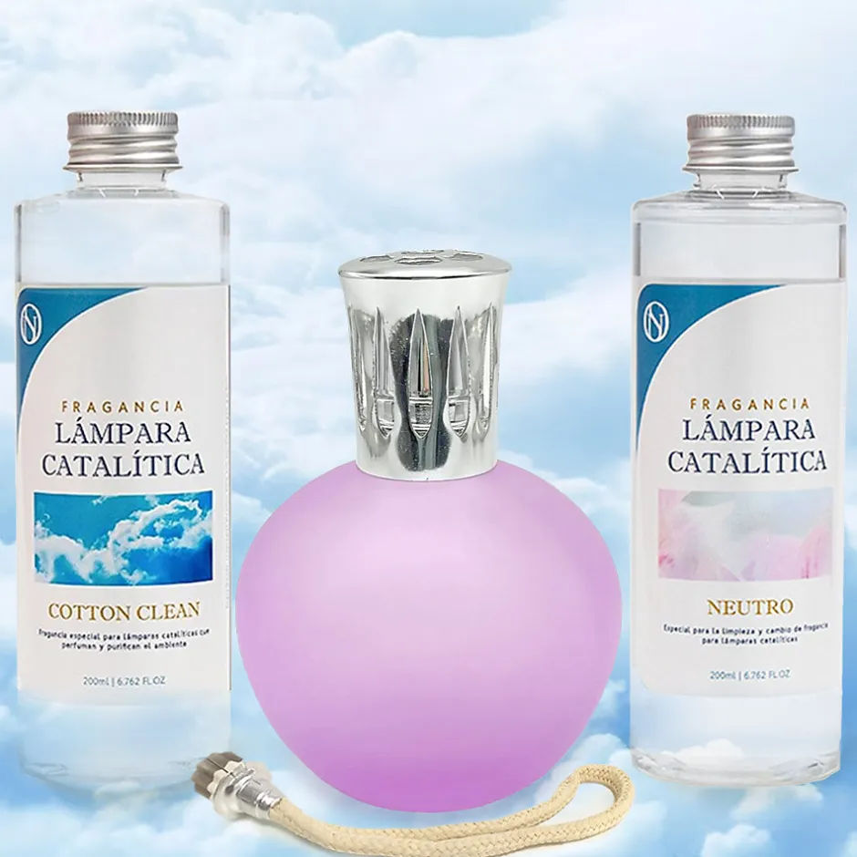 Mamamanuela Pack économique Lampe Catalytique Fuchsia Mat + Parfum Cotton Clean (200 ml) + Nettoyant Neutre (200 ml) + Mèche de Rechange Best