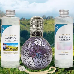 Mamamanuela Pack économique Lampe Catalytique Mosaïque de minuit + Provence Breeze (500 ml) + Nettoyant Neutre (200 ml) + Mèche de Rechange