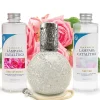 Mamamanuela Pack économique Lampe Catalytique Mosaïque Blanc + Parfum Bed of Roses (500 ml) + Nettoyant Neutre (200 ml) + Mèche de Rechange