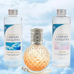 Mamamanuela Pack économique Lampe Catalytique Orange Diamonds + Parfum Cotton Clean (500 ml) + Nettoyant Neutre (200 ml) + Mèche de Rechange