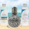 Mamamanuela Pack économique Lampe Catalytique Mosaïque Noir + Parfum Mediterranean Light (500 ml) + Nettoyant Neutre (200 ml) + Mèche Rechange
