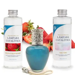 Mamamanuela Pack économique Lampe Catalytique Aqua Marina + Parfum Wild Strawberry (500 ml) + Nettoyant Neutre (200 ml) + Mèche de Rechange New