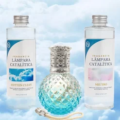Mamamanuela Pack économique Lampe Catalytique Blue Diamonds + Parfum Cotton Clean (200 ml) + Nettoyant Neutre (200 ml) + Mèche de Rechange Clearance