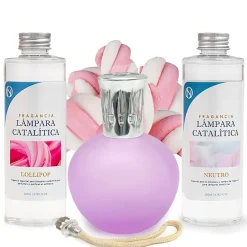 Mamamanuela Pack économique Lampe Catalytique Fuchsia Mat + Parfum Lollipop (500 ml) + Nettoyant Neutre (200 ml) + Mèche de Rechange