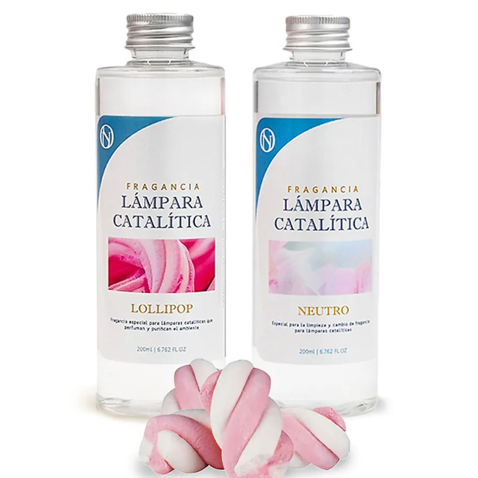 Mamamanuela Pack économique Lampe Catalytique Fuchsia Mat + Parfum Lollipop (500 ml) + Nettoyant Neutre (200 ml) + Mèche de Rechange