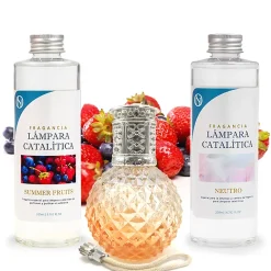 Mamamanuela Pack économique Lampe Catalytique Orange Diamonds + Parfum Summer Fruits (500 ml) + Nettoyant Neutre (200 ml) + Mèche de Rechange Best