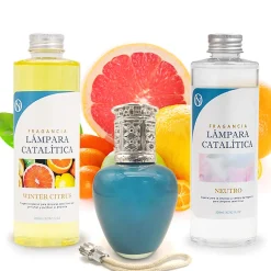 Mamamanuela Pack économique Lampe Catalytique Aqua Marina + Parfum Winter Citrus (500 ml) + Nettoyant Neutre (200 ml) + Mèche de Rechange