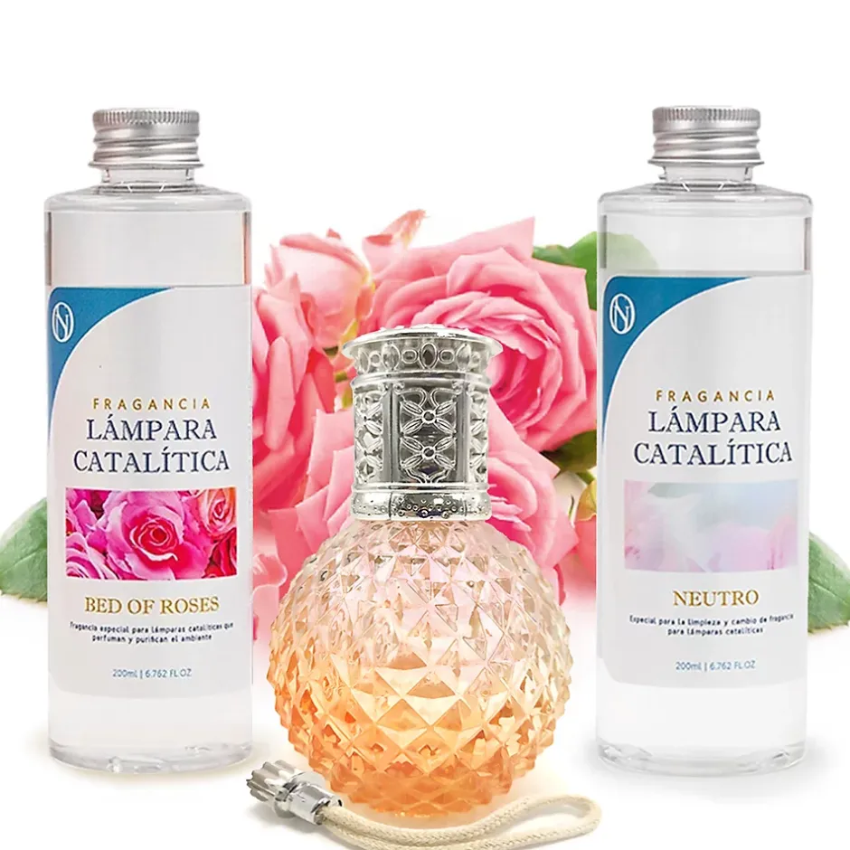 Mamamanuela Pack économique Lampe Catalytique Orange Diamonds + Parfum Bed of Roses (500 ml) + Nettoyant Neutre (200 ml) + Mèche de Rechange Clearance