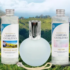 Mamamanuela Pack économique Lampe Catalytique Bleu Gris Mat + Parfum Provence Breeze (500 ml) + Nettoyant Neutre (200 ml) + Mèche de Rechange Sale