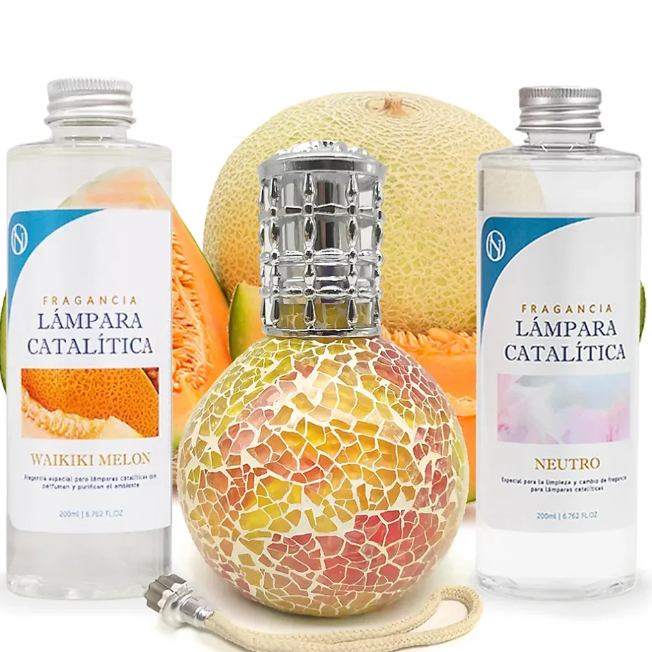 Mamamanuela Pack économique Lampe Catalytique Mosaïque Bicolore + Parfum Waikiki Melon (500 ml) + Nettoyant Neutre (200 ml) + Mèche Rechange Online