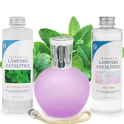 Mamamanuela Pack économique Lampe Catalytique Fuchsia Mat + Parfum Mountain Mint (200 ml) + Nettoyant Neutre (200 ml) + Mèche de Rechange Sale