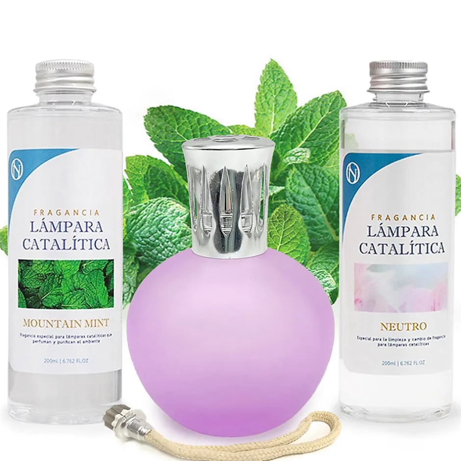 Mamamanuela Pack économique Lampe Catalytique Fuchsia Mat + Parfum Mountain Mint (200 ml) + Nettoyant Neutre (200 ml) + Mèche de Rechange Sale