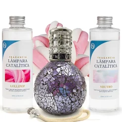 Mamamanuela Pack économique Lampe Catalytique Mosaïque de minuit + Parfum Lollipop (500 ml) + Nettoyant Neutre (200 ml) + Mèche de Rechange