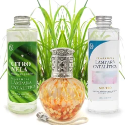 Mamamanuela Pack économique Lampe Catalytique Drops Orange + Parfum Citronnelle (500 ml) + Nettoyant Neutre (200 ml) + Mèche de Rechange