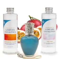 Mamamanuela Pack économique Lampe Catalytique Aqua Marina + Parfum Caribbean Passion (200 ml) + Nettoyant Neutre (200 ml) + Mèche de Rechange Best