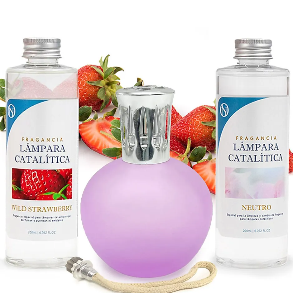 Mamamanuela Pack économique Lampe Catalytique Fuchsia Mat + Parfum Wild Strawberry (200 ml) + Nettoyant Neutre (200 ml) + Mèche de Rechange