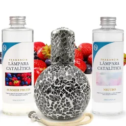 Mamamanuela Pack économique Lampe Catalytique Mosaïque Noir + Parfum Summer Fruits (500 ml) + Nettoyant Neutre (200 ml) + Mèche de Rechange Outlet