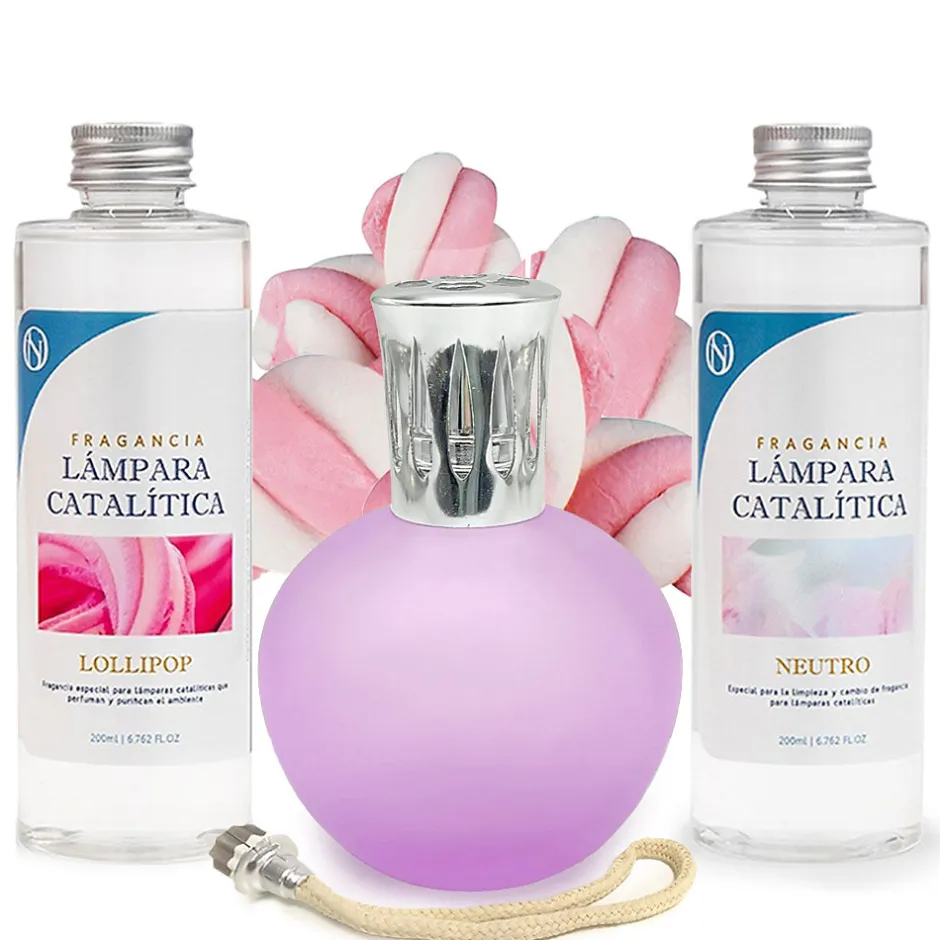 Mamamanuela Pack économique Lampe Catalytique Fuchsia Mat + Parfum Lollipop (200 ml) + Nettoyant Neutre (200 ml) + Mèche de Rechange Sale