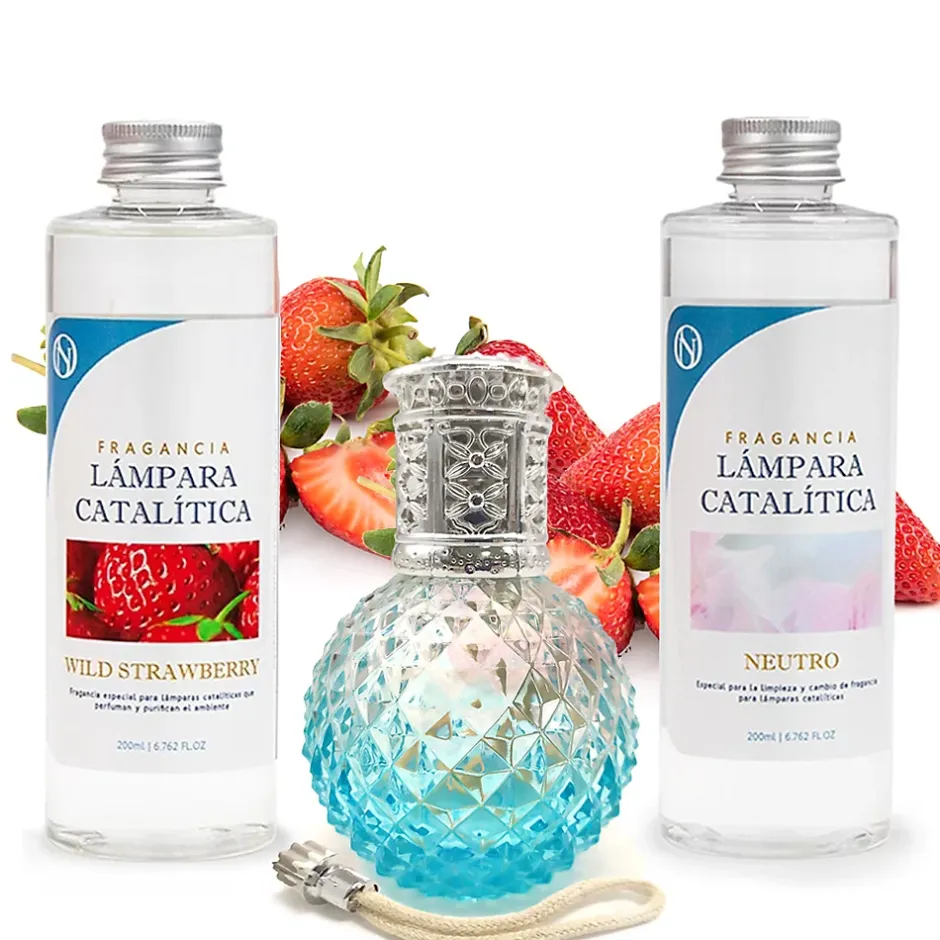 Mamamanuela Pack économique Lampe Catalytique Blue Diamonds + Parfum Wild Strawberry (200 ml) + Nettoyant Neutre (200 ml) + Mèche de Rechange Outlet