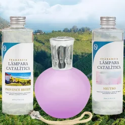 Mamamanuela Pack économique Lampe Catalytique Fuchsia Mat + Parfum Provence Breeze (200 ml) + Nettoyant Neutre (200 ml) + Mèche de Rechange