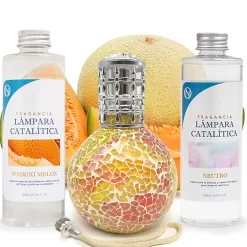 Mamamanuela Pack économique Lampe Catalytique Mosaïque Bicolore + Parfum Waikiki Melon (200ml) + Nettoyant Neutre (200ml) + Mèche de Rechange Clearance