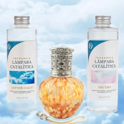 Mamamanuela Pack économique Lampe Catalytique Drops Orange + Parfum Cotton Clean (500 ml) + Nettoyant Neutre (200 ml) + Mèche de Rechange