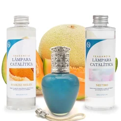 Mamamanuela Pack économique Lampe Catalytique Aqua Marina + Parfum Waikiki Melon (200 ml) + Nettoyant Neutre (200 ml) + Mèche de Rechange