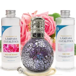 Mamamanuela Pack économique Lampe Catalytique Mosaïque de minuit + Parfum Bed of Roses (500 ml) + Nettoyant Neutre (200 ml) + Mèche Rechange