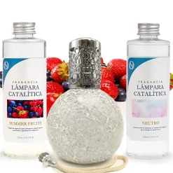 Mamamanuela Pack économique Lampe Catalytique Mosaïque Blanc + Parfum Summer Fruits (500 ml) + Nettoyant Neutre (200 ml) + Mèche de Rechange Outlet