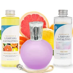 Mamamanuela Pack économique Lampe Catalytique Fuchsia Mat + Parfum Winter Citrus (200 ml) + Nettoyant Neutre (200 ml) + Mèche de Rechange Best