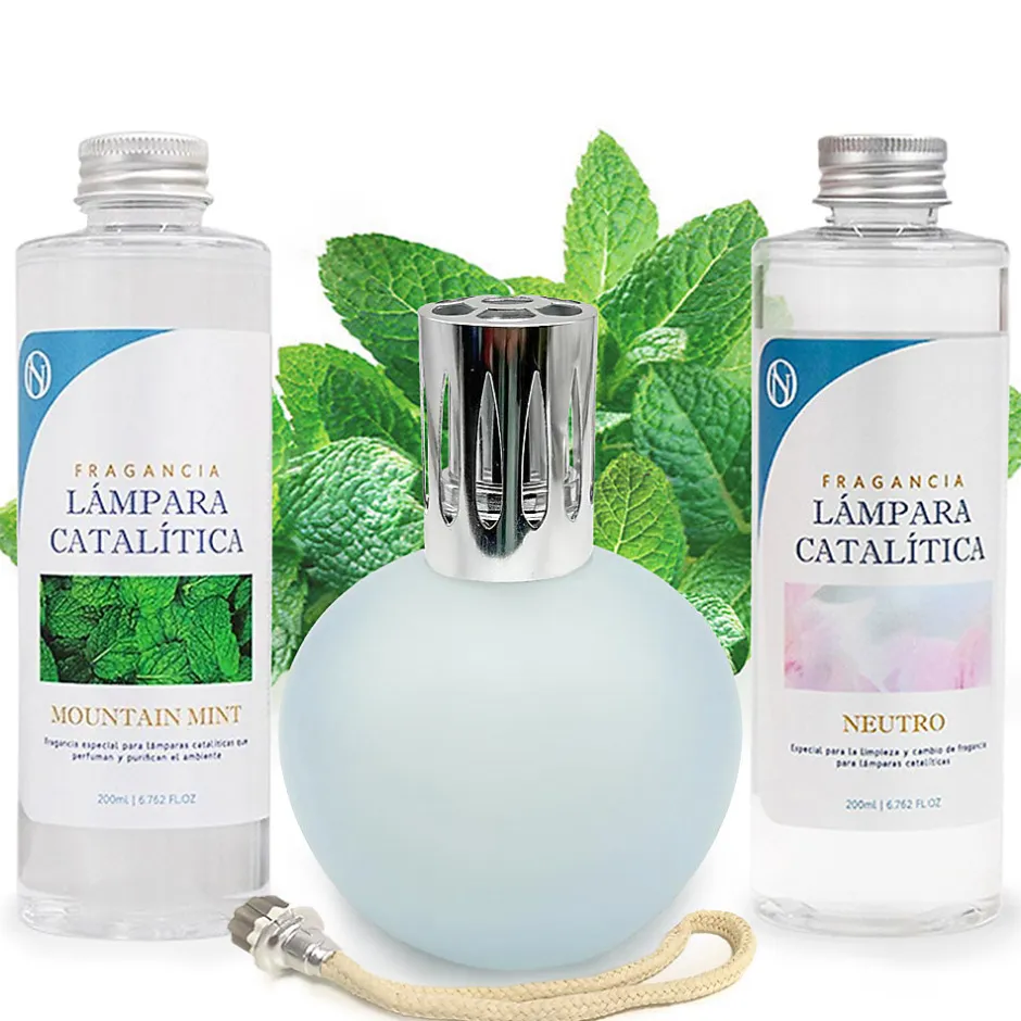 Mamamanuela Pack économique Lampe Catalytique Bleu-Gris Mat + Parfum Mountain Mint (200 ml) + Nettoyant Neutre (200 ml) + Mèche de Rechange Online