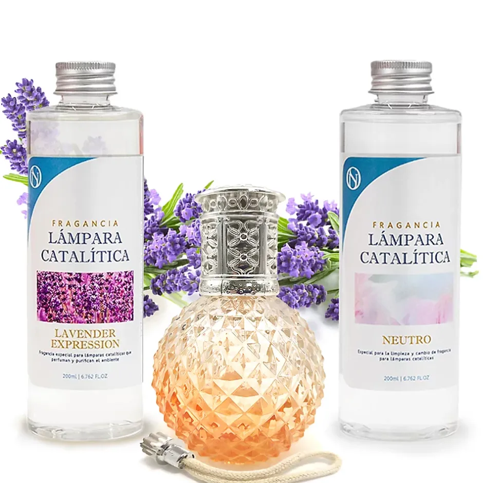 Mamamanuela Pack économique Lampe Catalytique Orange Diamonds + Lavender Expression (200 ml) + Nettoyant Neutre (200 ml) + Mèche de Rechange Sale