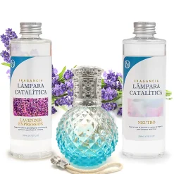 Mamamanuela Pack économique Lampe Catalytique Blue Diamonds + Parfum Lavender Expression (200 ml) + Nettoyant Neutre (200 ml) + Mèche Rechange