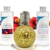 Mamamanuela Pack économique Lampe Catalytique Mosaïque Doré + Parfum Summer Fruits (500 ml) + Nettoyant Neutre (200 ml) + Mèche Rechange