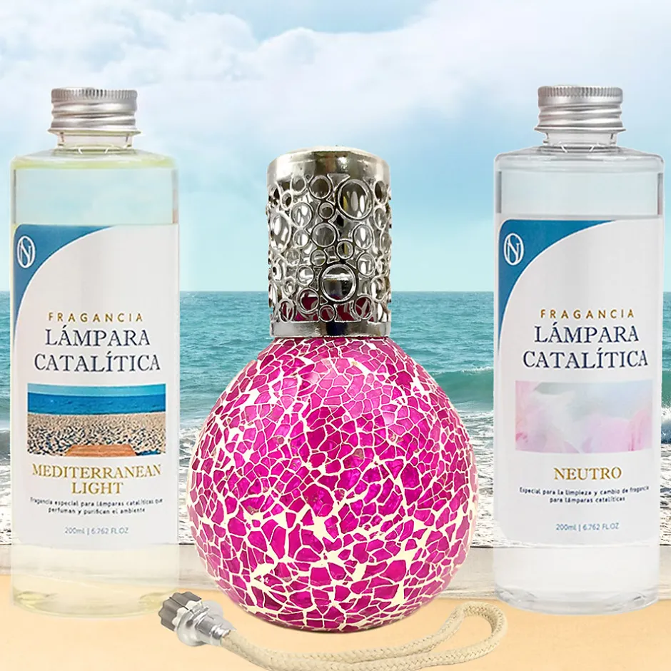 Mamamanuela Pack économique Mosaïque Fuchsia + Parfum Mediterranean Light (500 ml) + Nettoyant neutre (200 ml) + Mèche de rechange